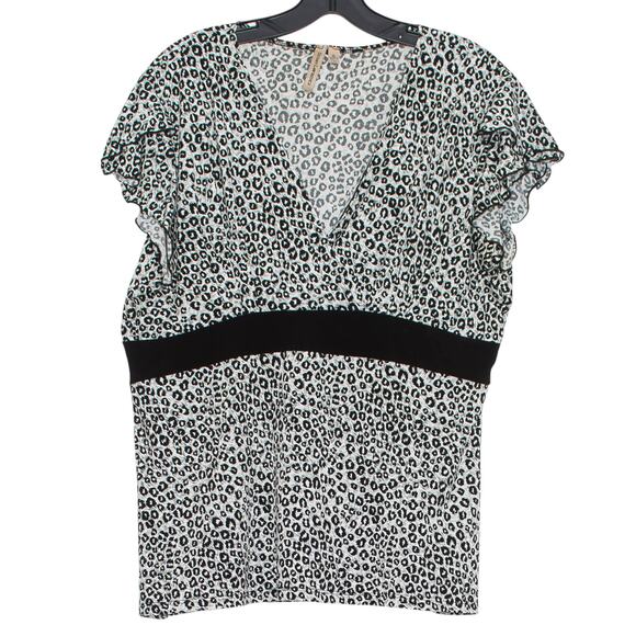 Susan Lawrence Top Leopard Y2K Retro boho Safari Statement Animal Black White XL - Picture 5 of 6